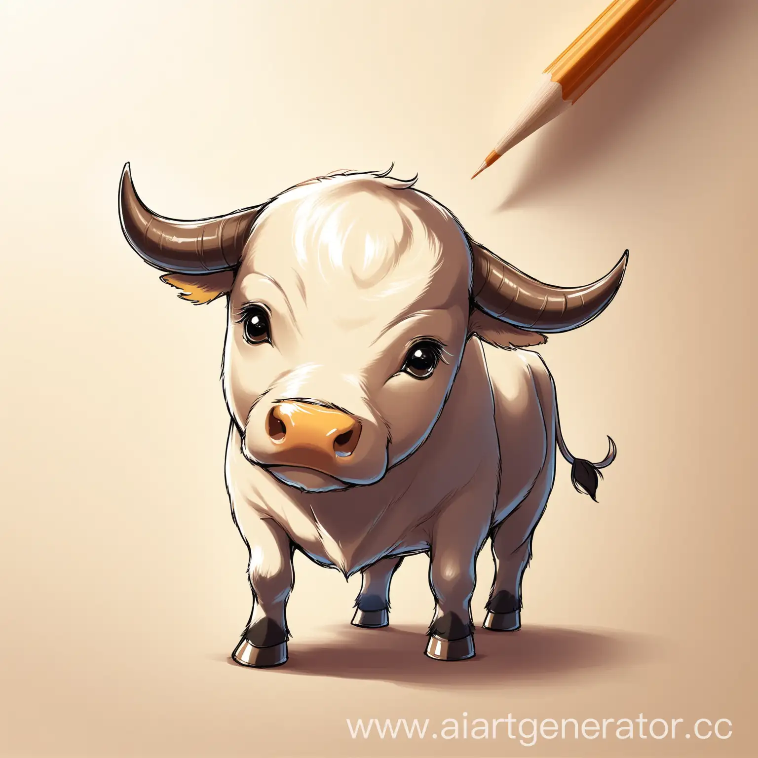 Adorable-Little-Bull-Sketch-Childlike-Drawing-of-a-Cute-Bull