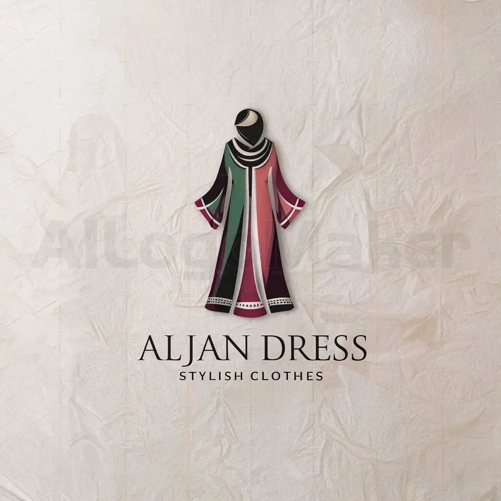 a logo design,with the text "Aljan Dress", main symbol:Clothes Dress Abaya,Moderate,be used in Female clothing industry,clear background