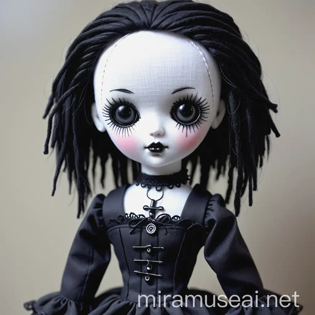 Adorable Gothic Doll with a Cloth Ensemble