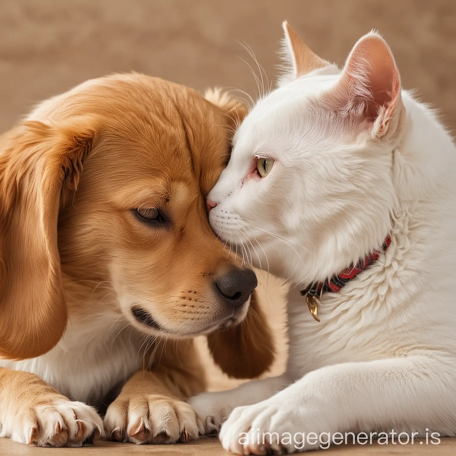 Affectionate-Cat-and-Dog-Kissing-in-a-Heartwarming-Moment