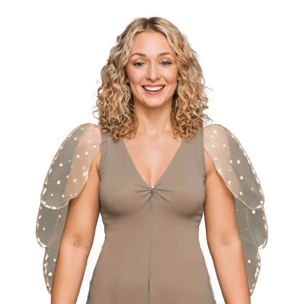 A blonde lady with butterfly wings