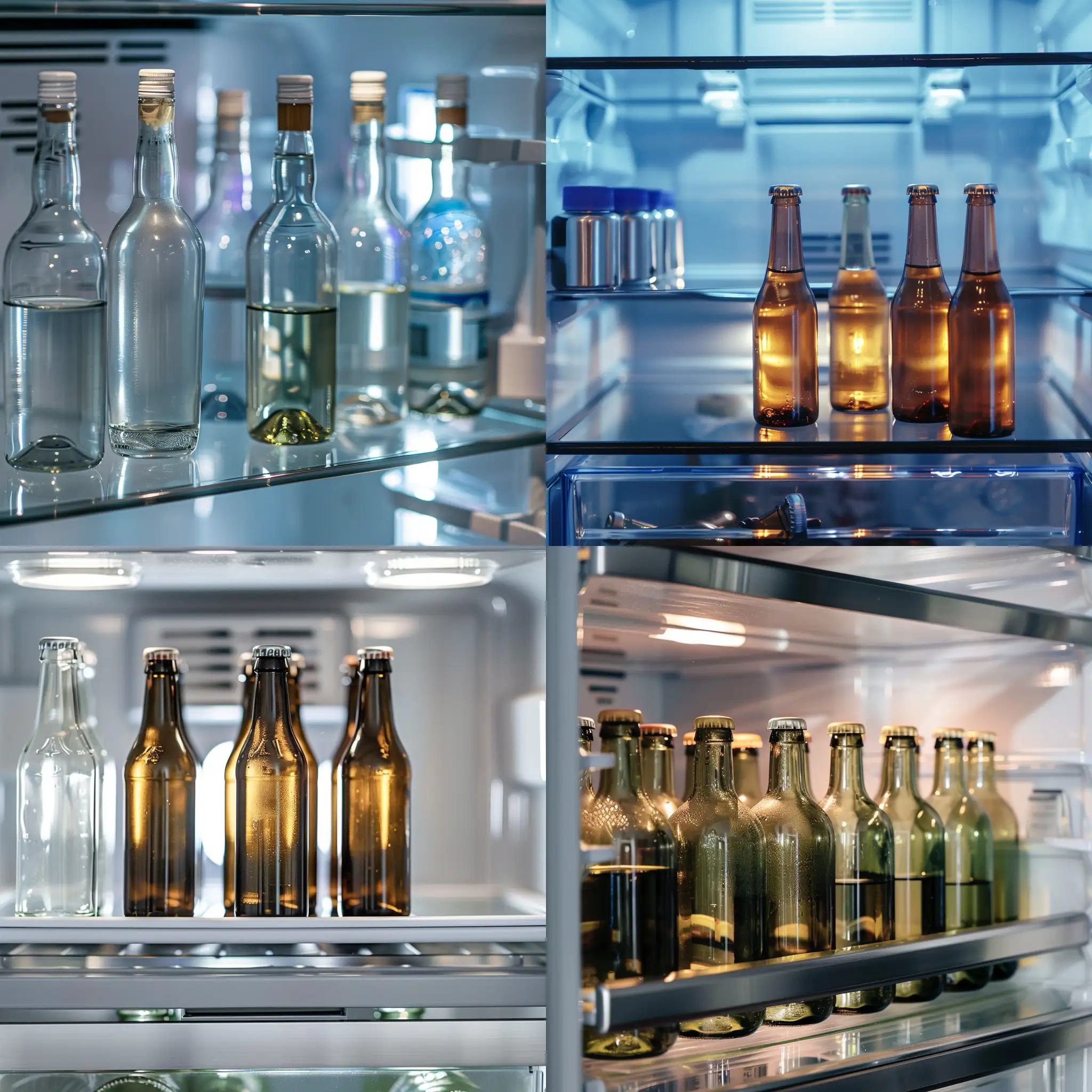 empty bottles in the refrigerator
