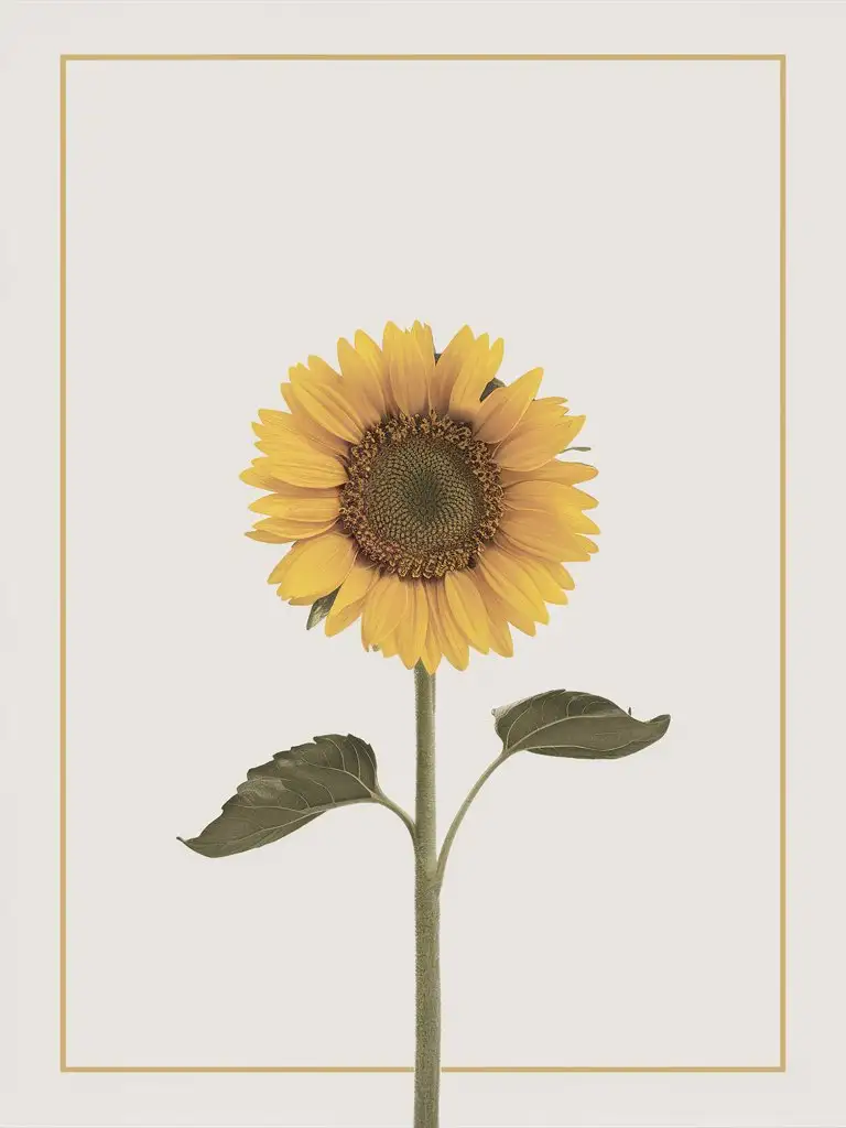 Minimalistic Congratulations Card Cover with Central Sunflower