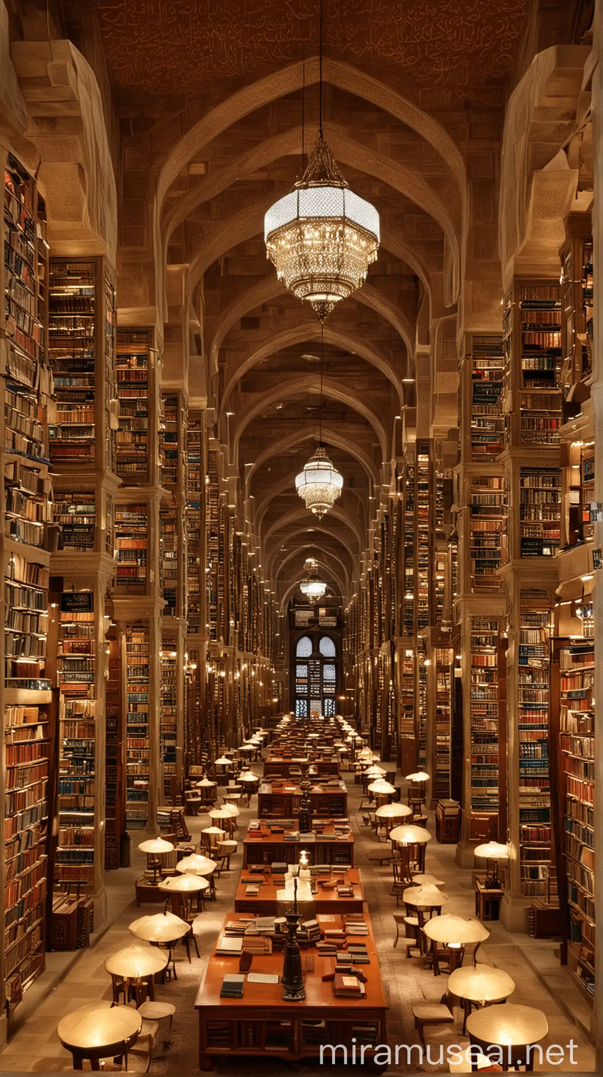 Islamic Scholars Studying in Magnificent Library