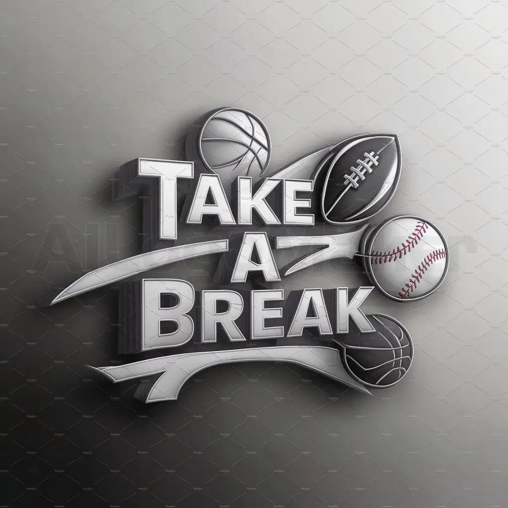 a logo design,with the text 'Take a Break', main symbol:basketball football baseball,complex,clear background
