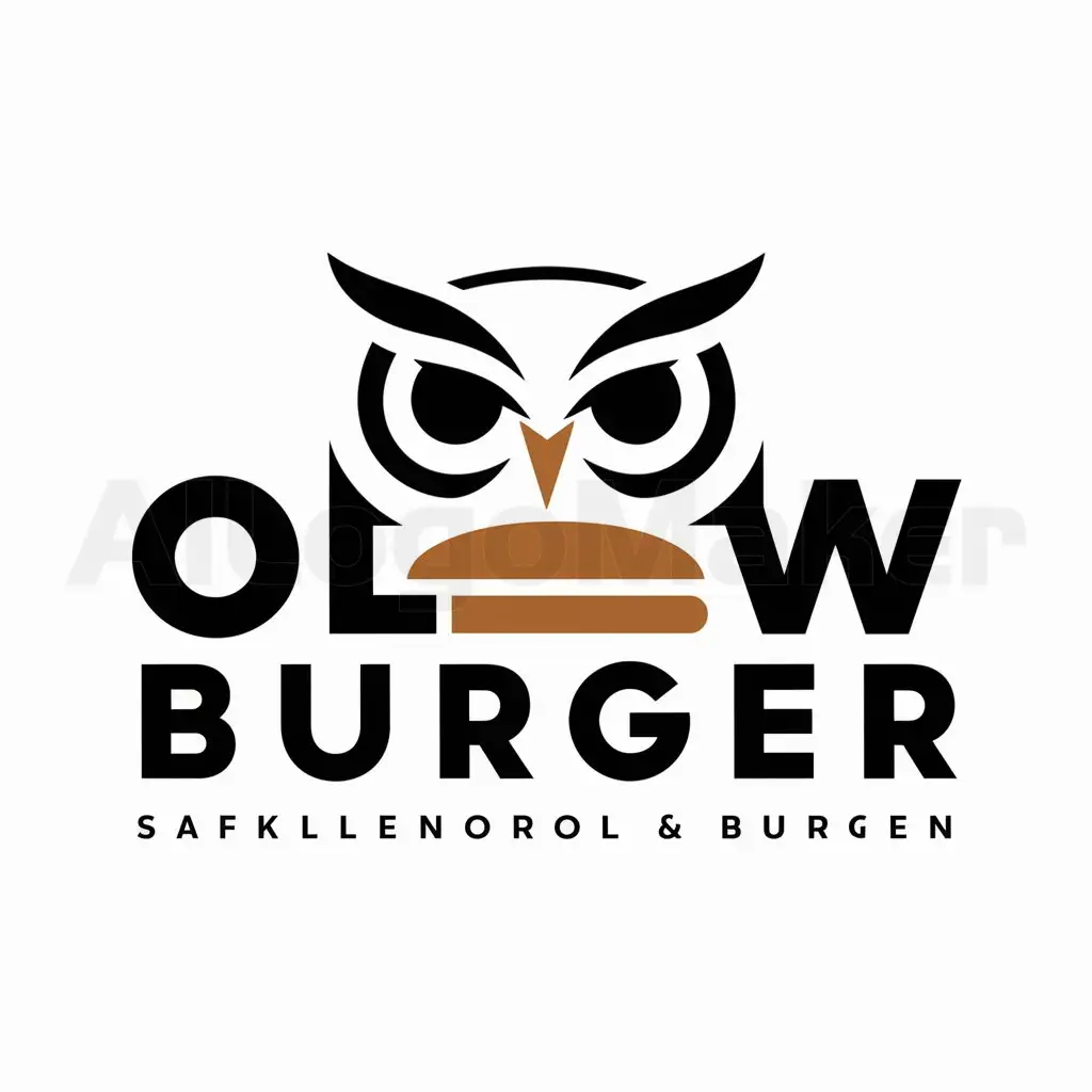 a logo design,with the text "olw Burger", main symbol:buho,Moderate,be used in comida industry,clear background