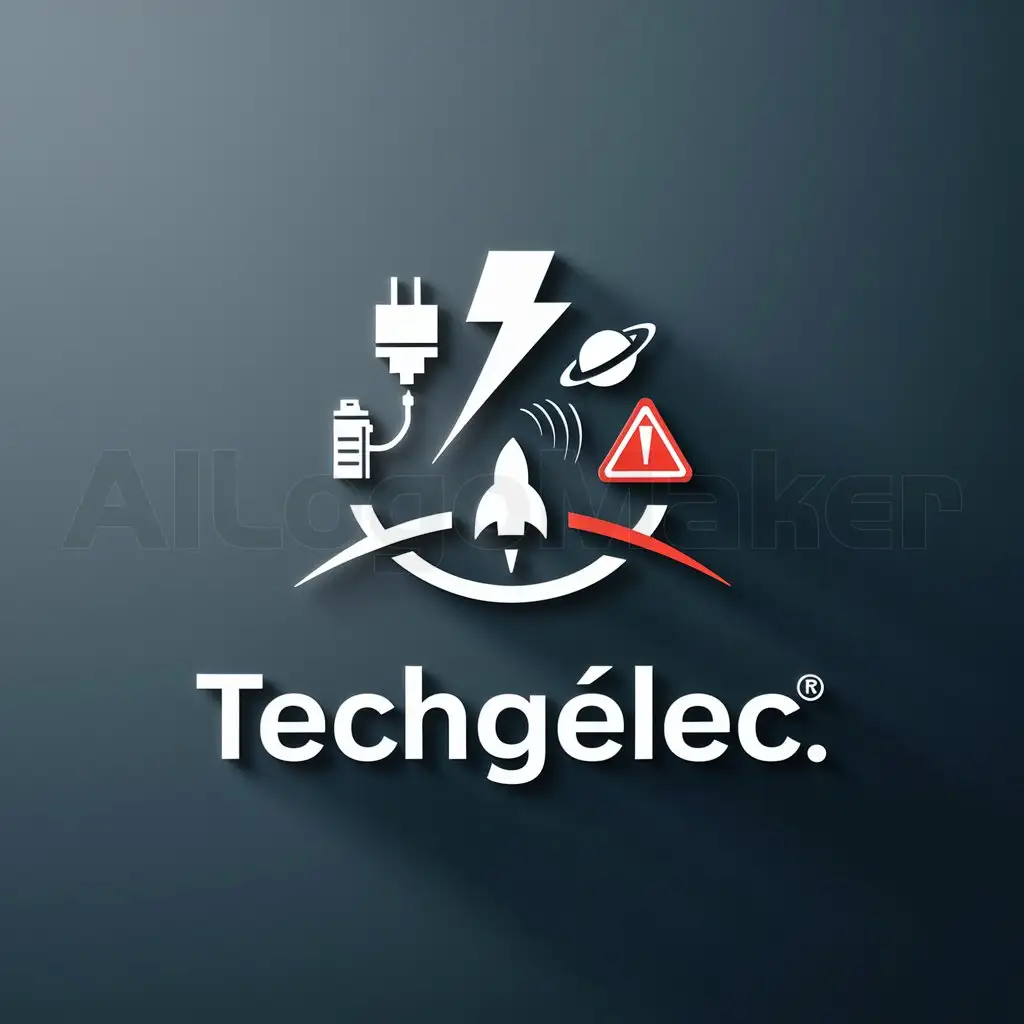 a logo design,with the text "Techgélec", main symbol:⚡🔌🔋🪫🪛⚠️🇧🇯,Moderate,clear background