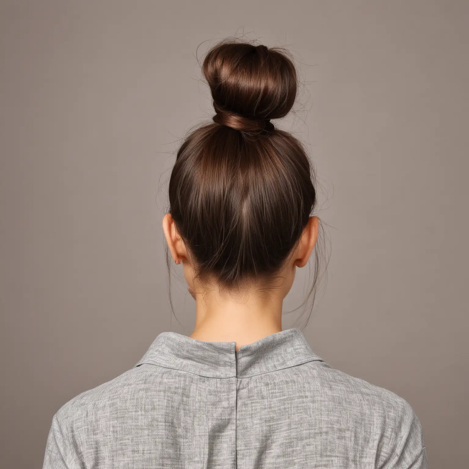 Elegant Woman with High Knot Hairstyle from Behind