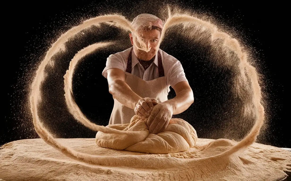 Handmade-Dough-Cooking-Scene-Flying-Flour-in-Warm-Toned-Food-Photography