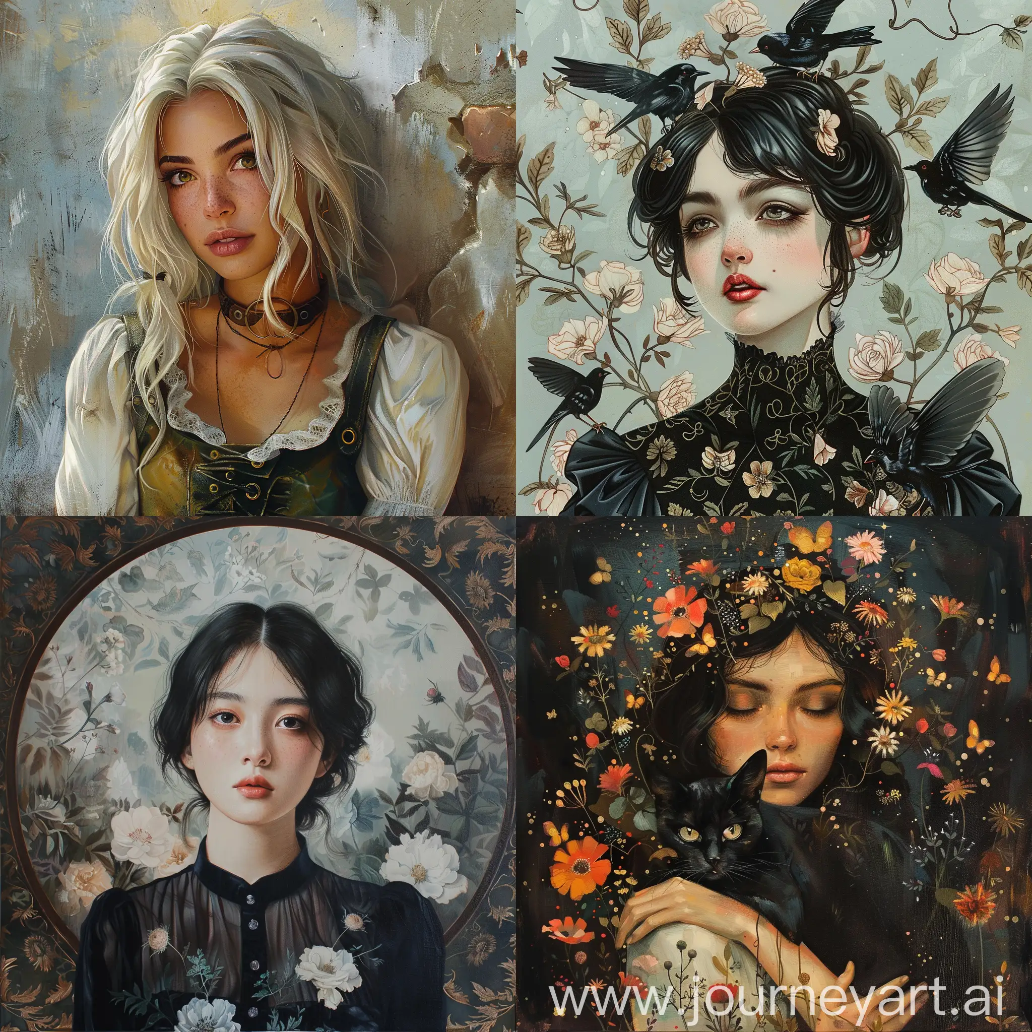 Kind-Woman-with-Floral-Patterns-AI-Generated-Art