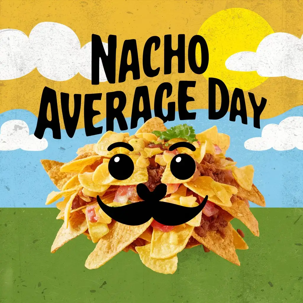 A punny design with a play on words, like "Nacho Average Day", great for t-shirts.