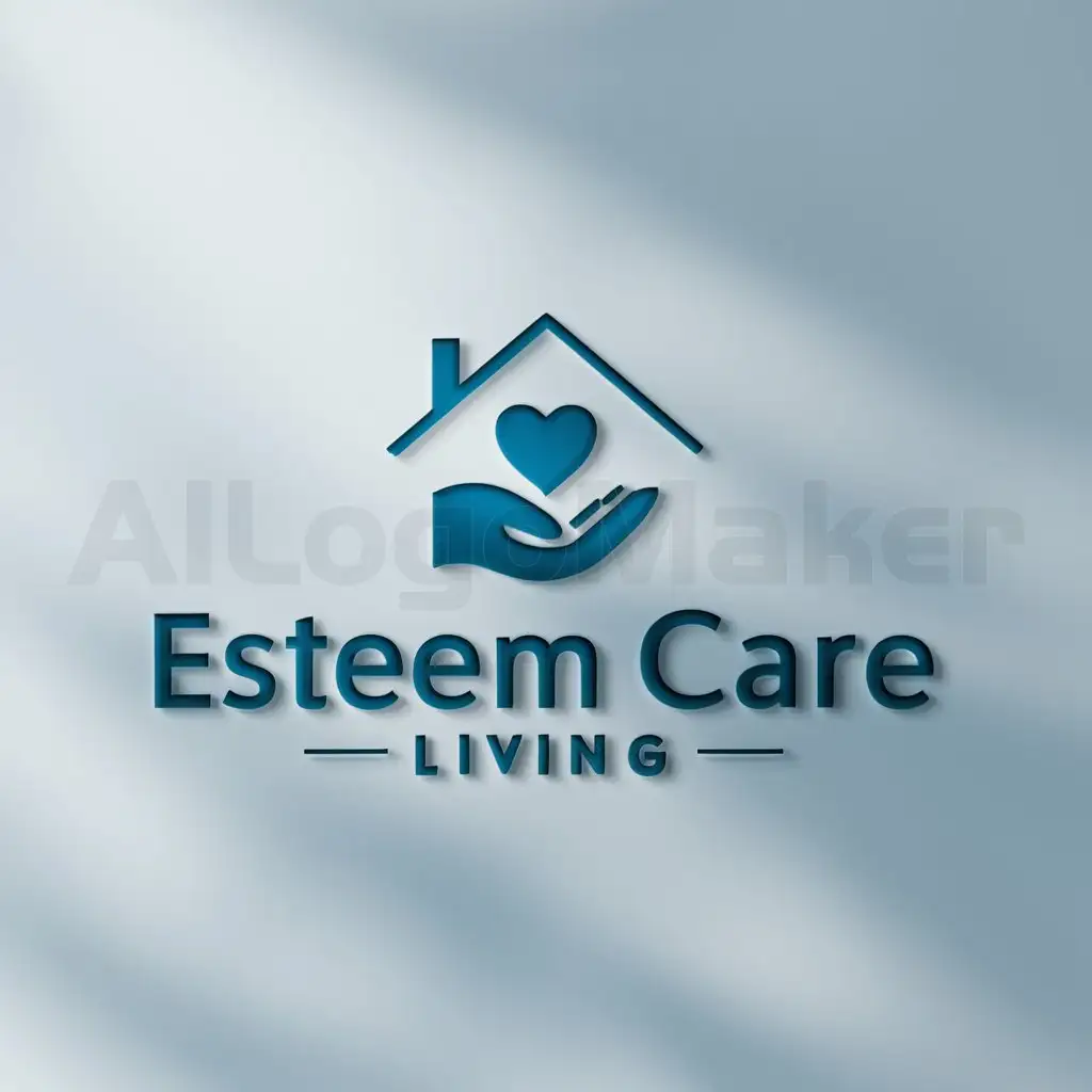 a logo design,with the text "Esteem care living", main symbol:house, hand and heart,Moderate,clear background