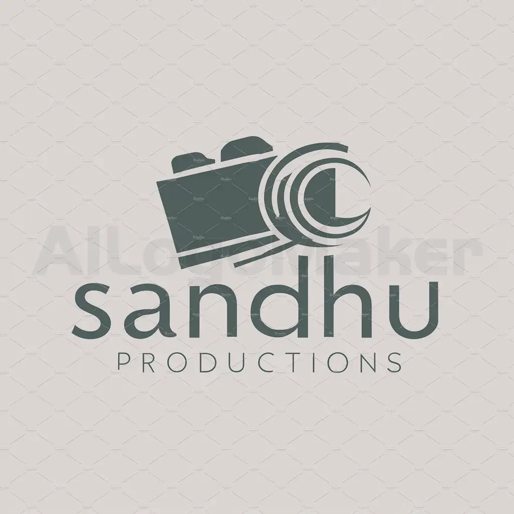 a logo design,with the text "Sandhu Productions", main symbol:Camera,Moderate,be used in Entertainment industry,clear background