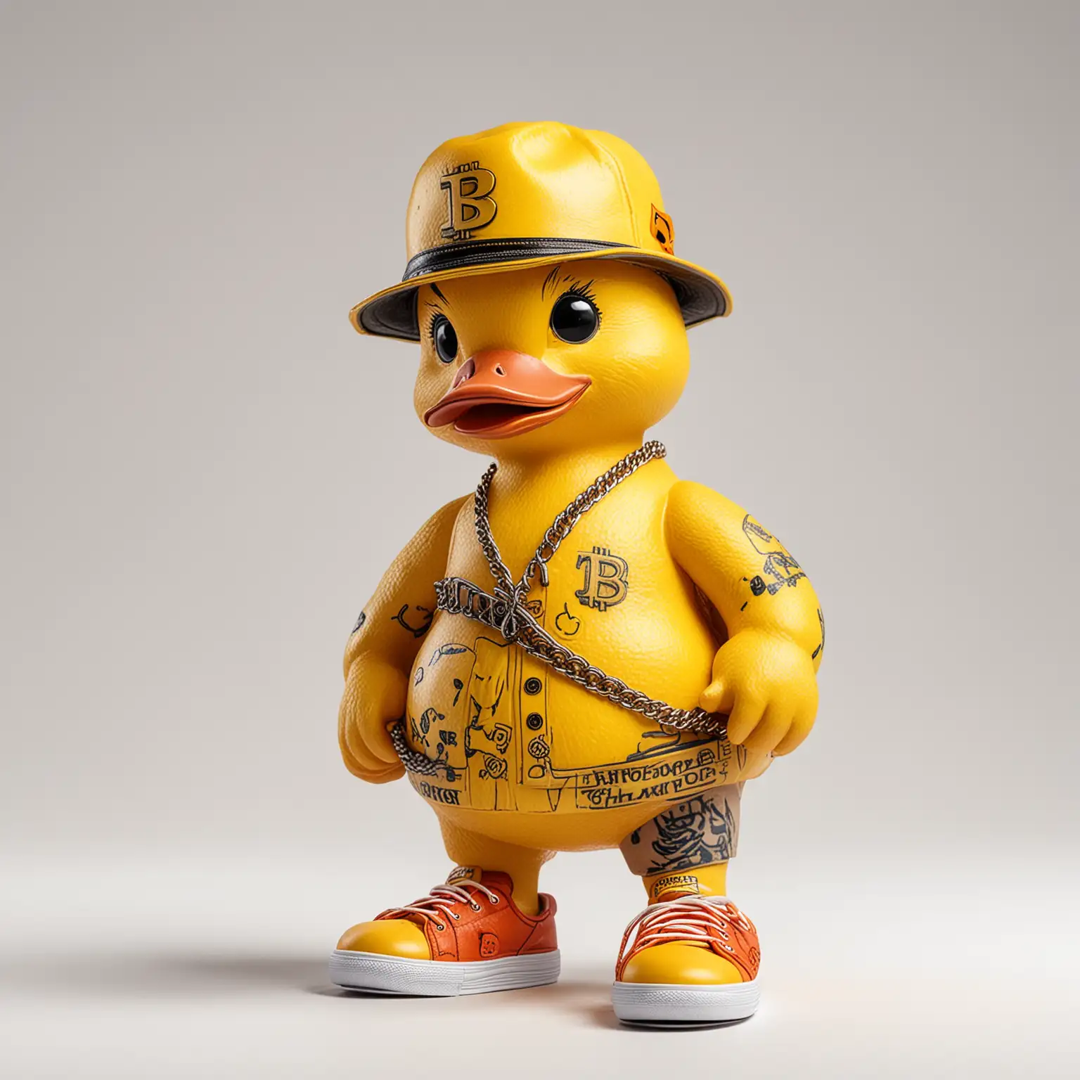 Bitcoin Yellow Duck with Hat and Tattoos Wearing Sneakers