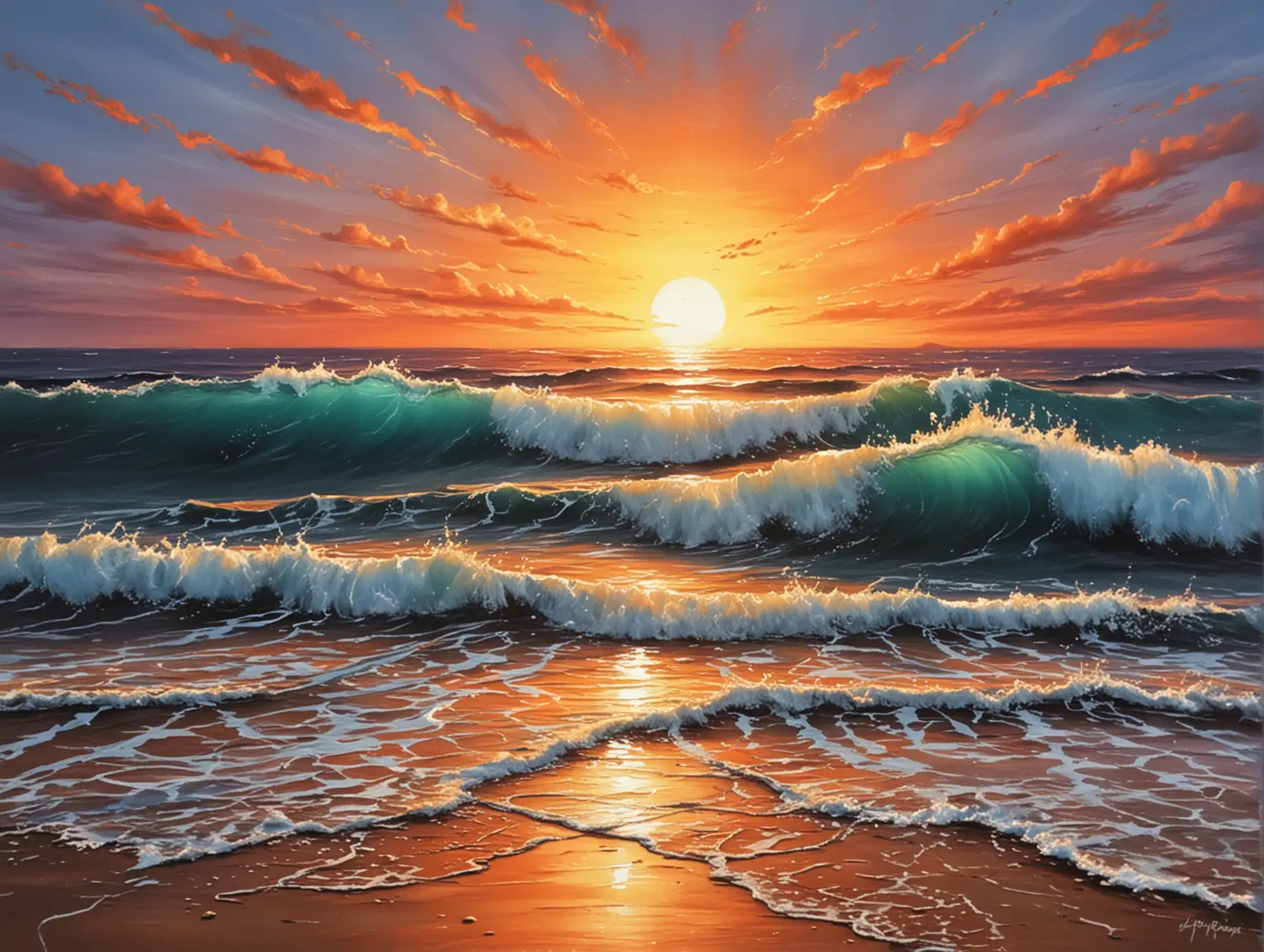 Paint an ocean sunset