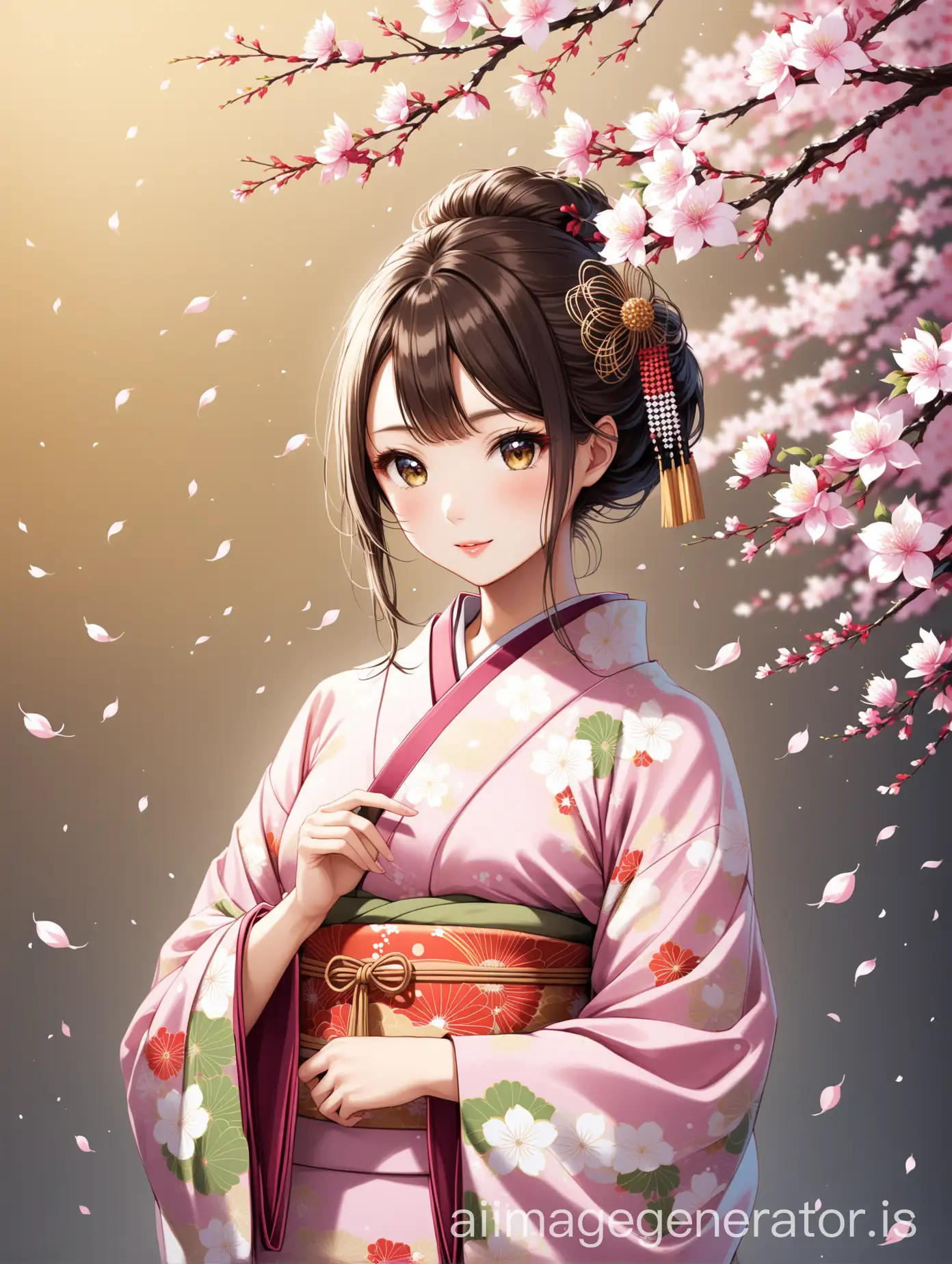 Elegant Japanese young Woman in Kimono