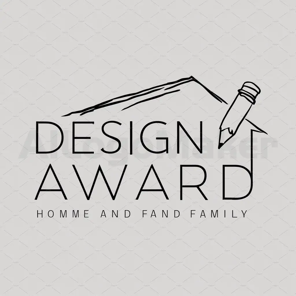 LOGO-Design-For-Design-Award-HandDrawn-Roof-Pencil-Symbolizing-Creativity-in-Home-Family-Industry