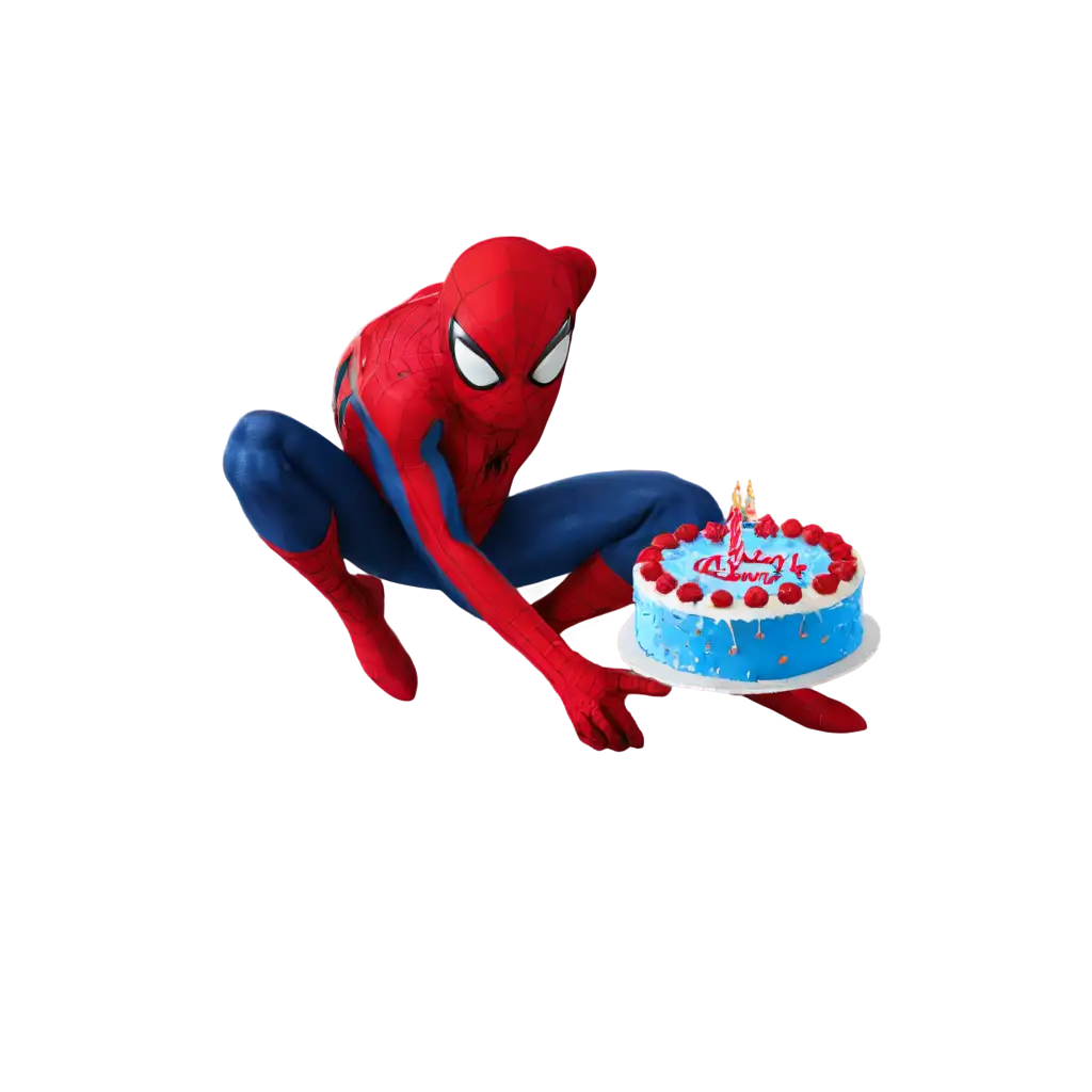 spiderman with birthday cake