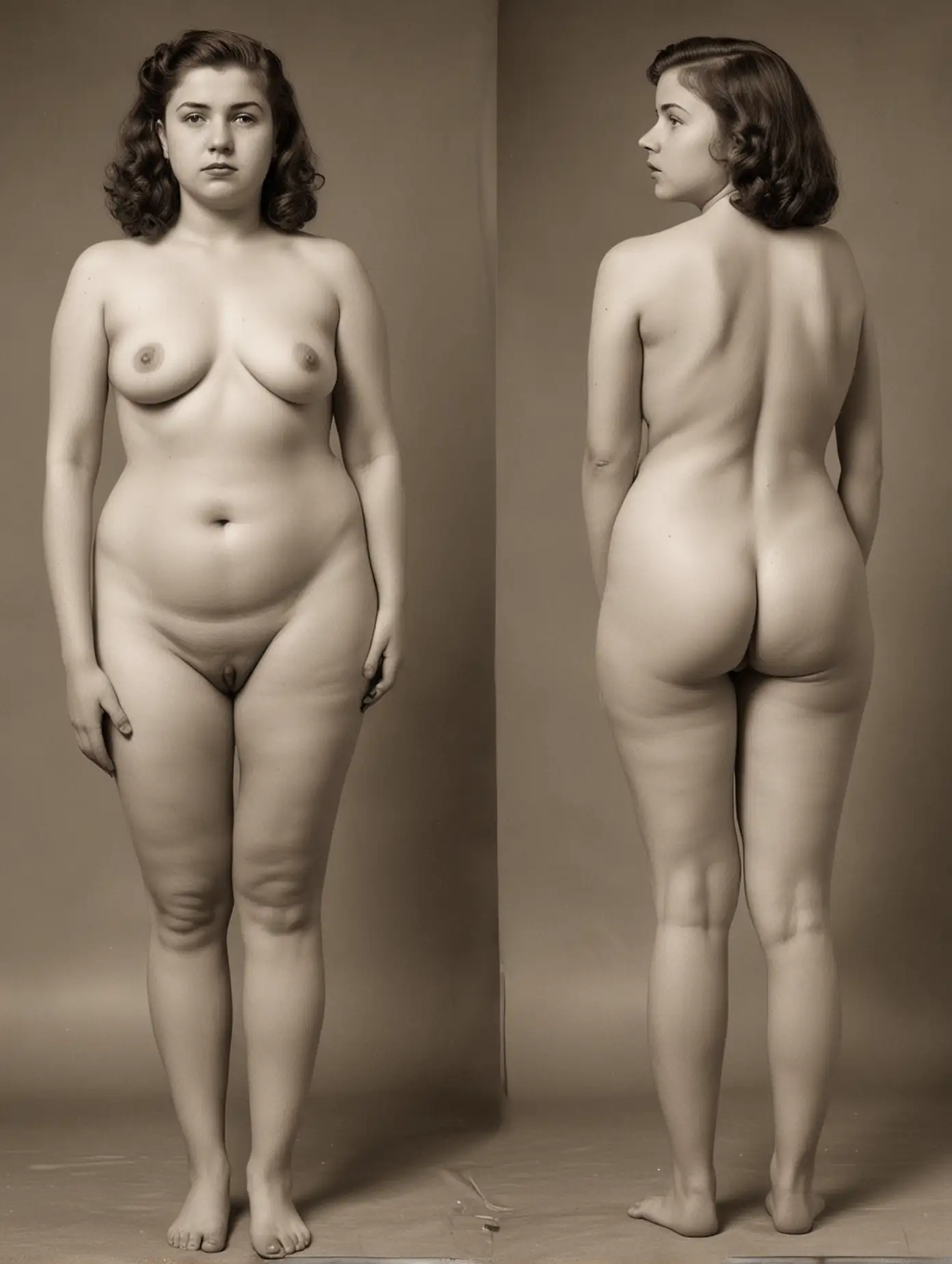 1940s Nude Posture Study of Unhappy 20YearOld Girl | AI Image Generator