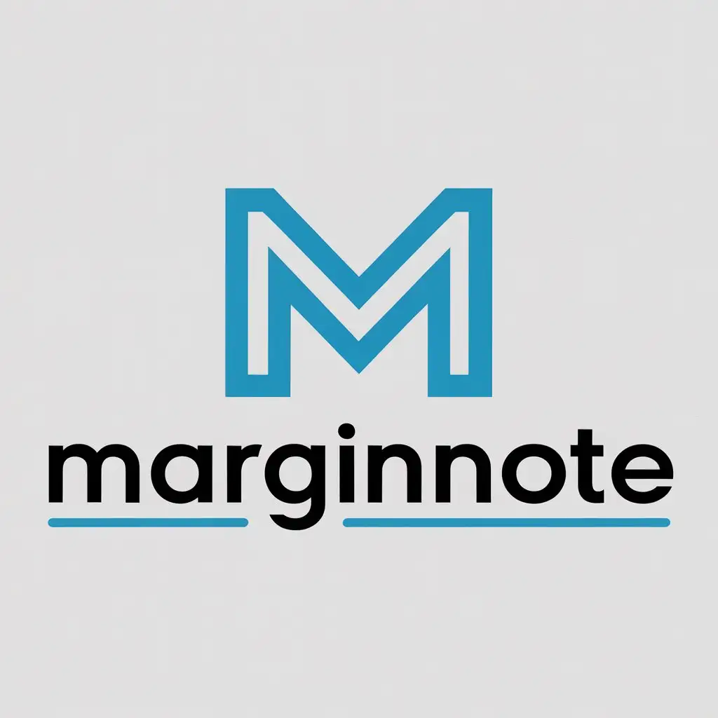 a logo design,with the text "MarginNote", main symbol:M,Moderate,be used in Technology industry,clear background