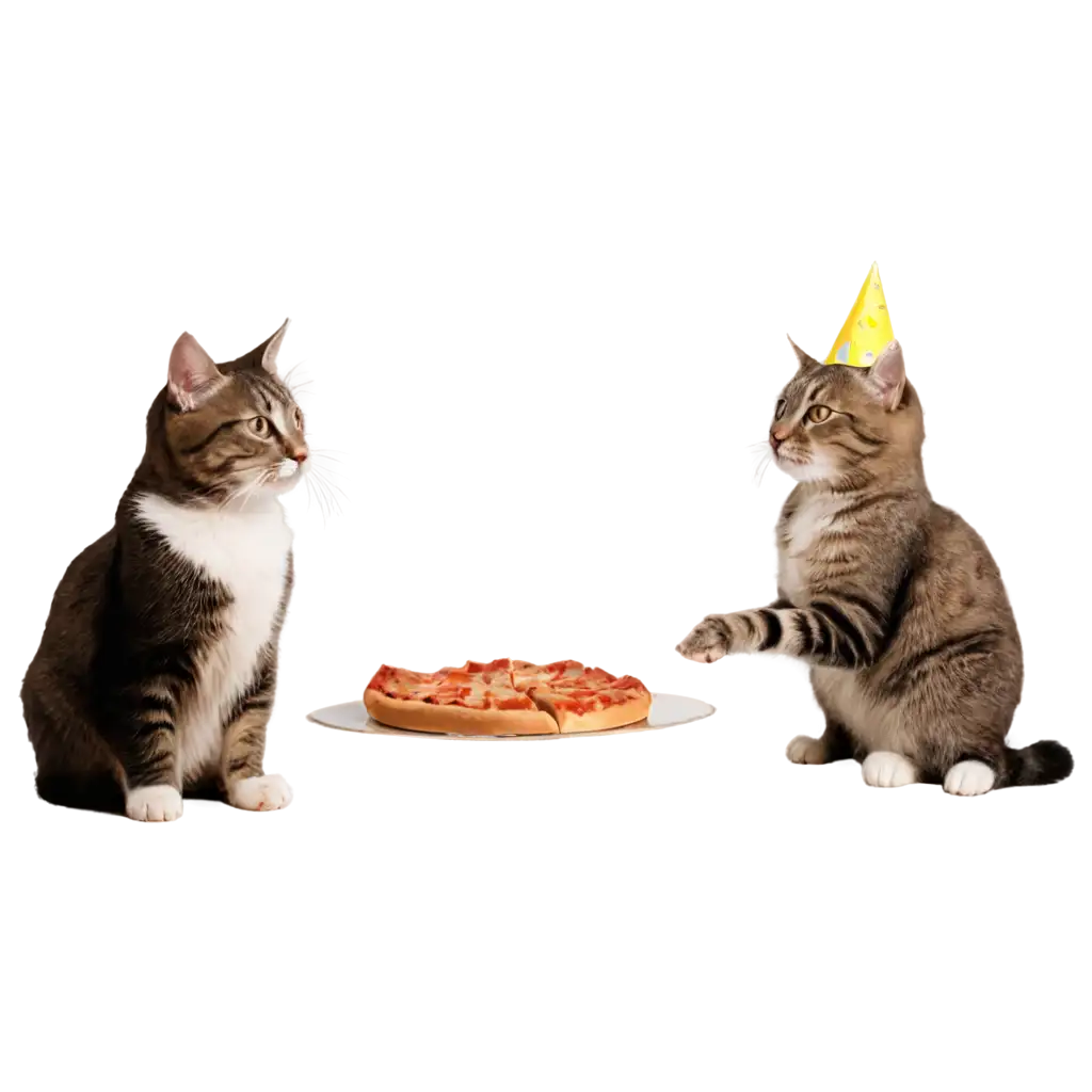 Vibrant PNG Image of Cats Enjoying Pizza at a Party A Playful Scene ...