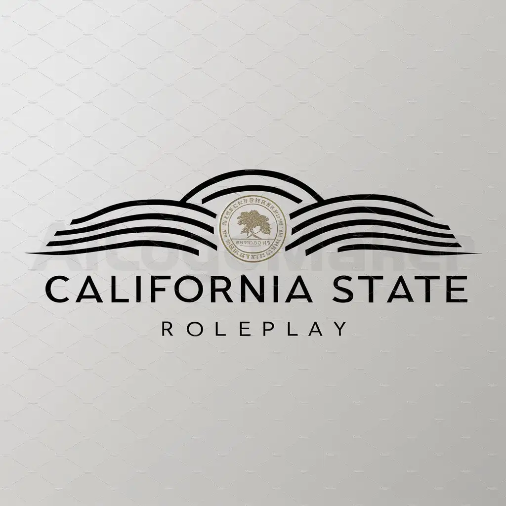 a logo design,with the text "California State Roleplay", main symbol:hills and a text saying California State Roleplay,complex,be used in Internet industry,clear background