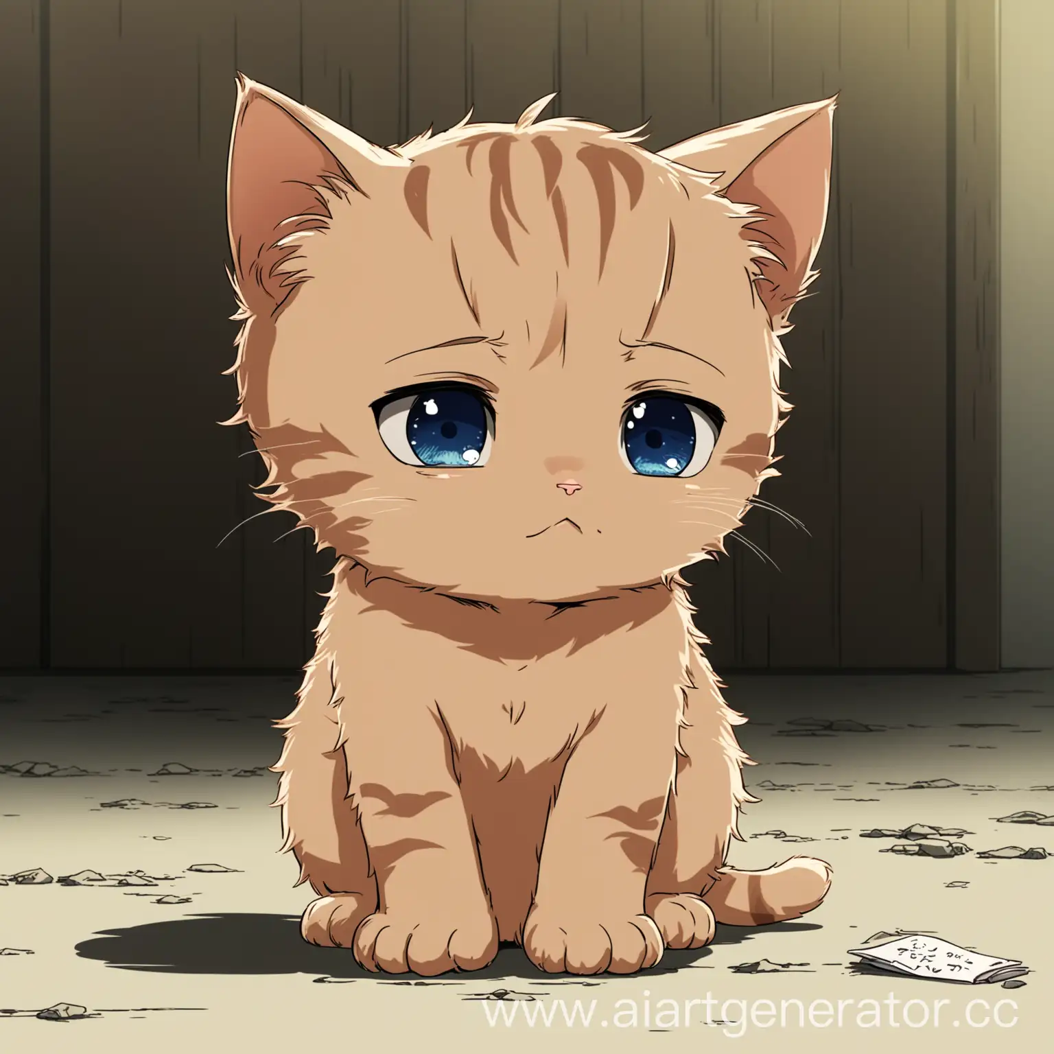 Sad-Little-Kitten-Anime-Cartoon-Illustration-of-a-Heartwarming-Story