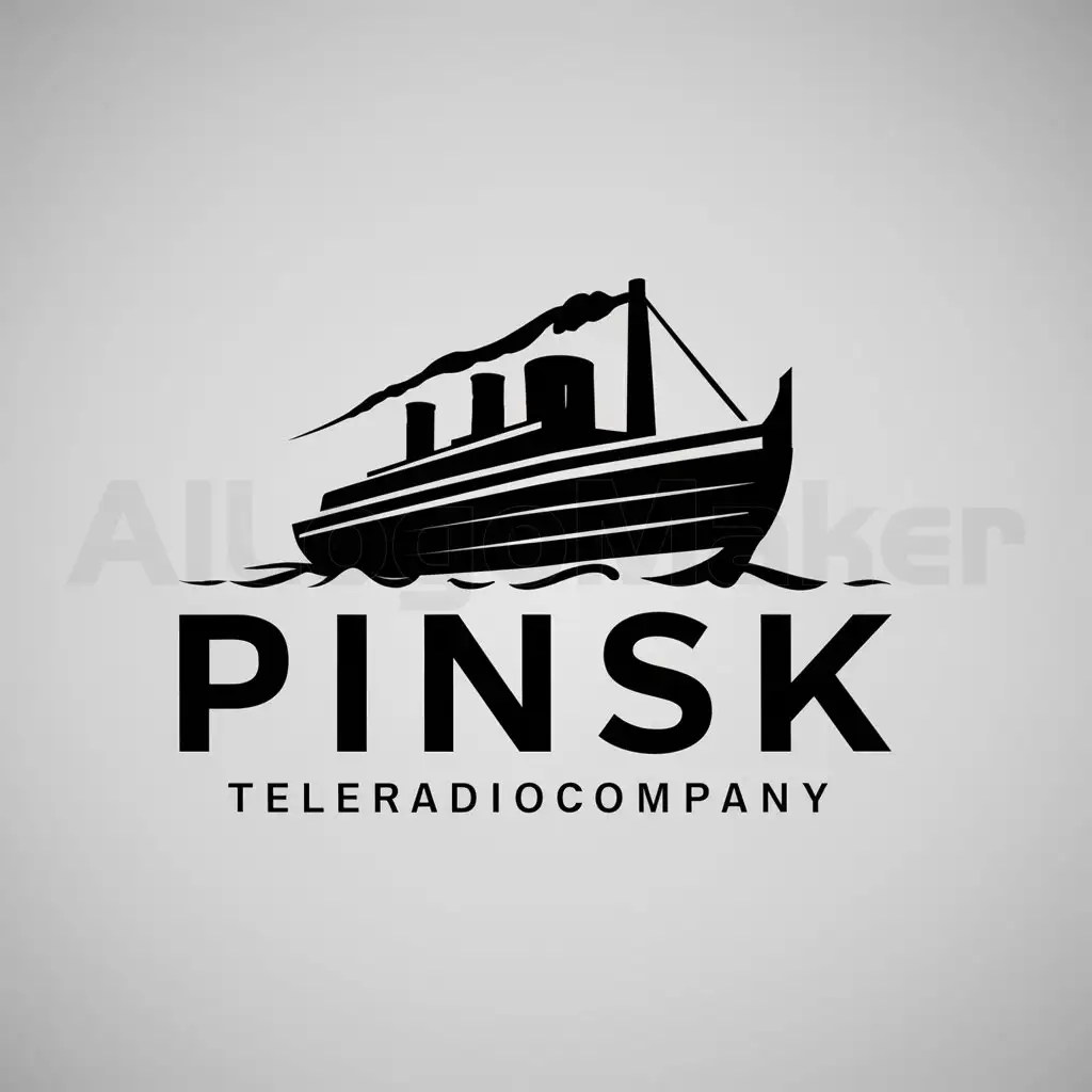 a logo design,with the text "Pinsk", main symbol:steamboat,Moderate,be used in TeleRadioCompany industry,clear background