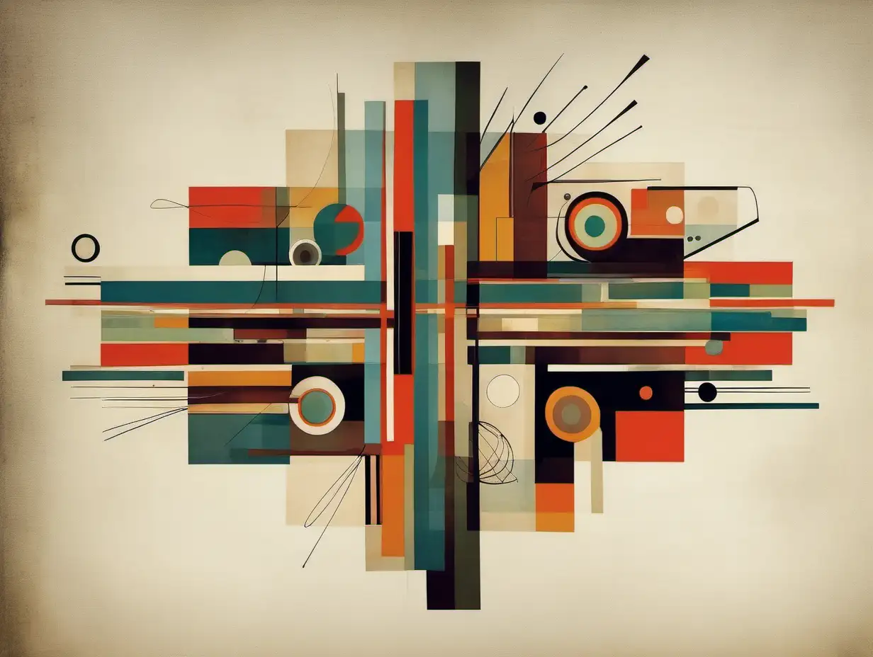 Abstract Geometric Composition in Modernistic Art Print
