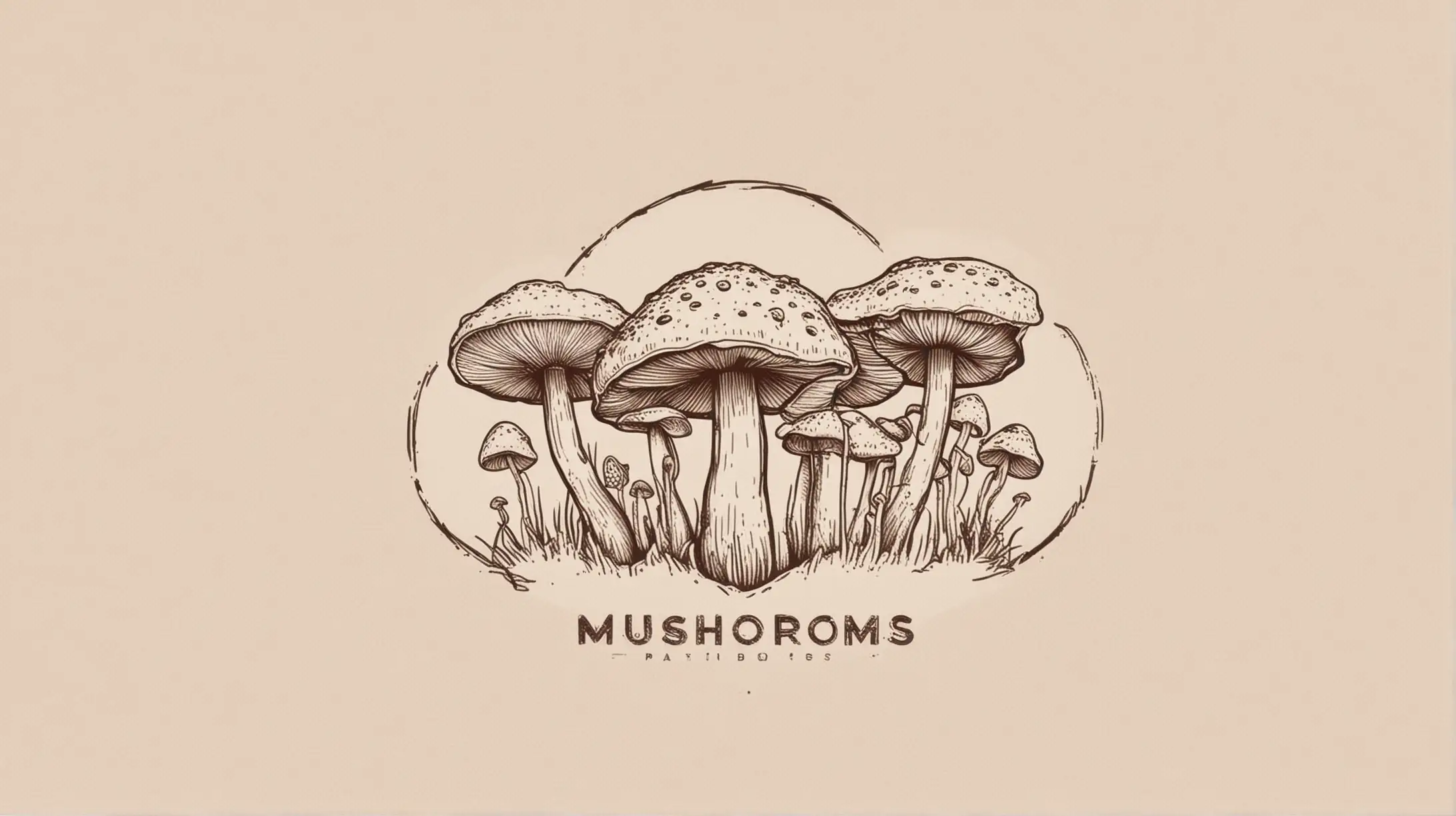 Minimalist logo line drawing of mushrooms hybrid logo