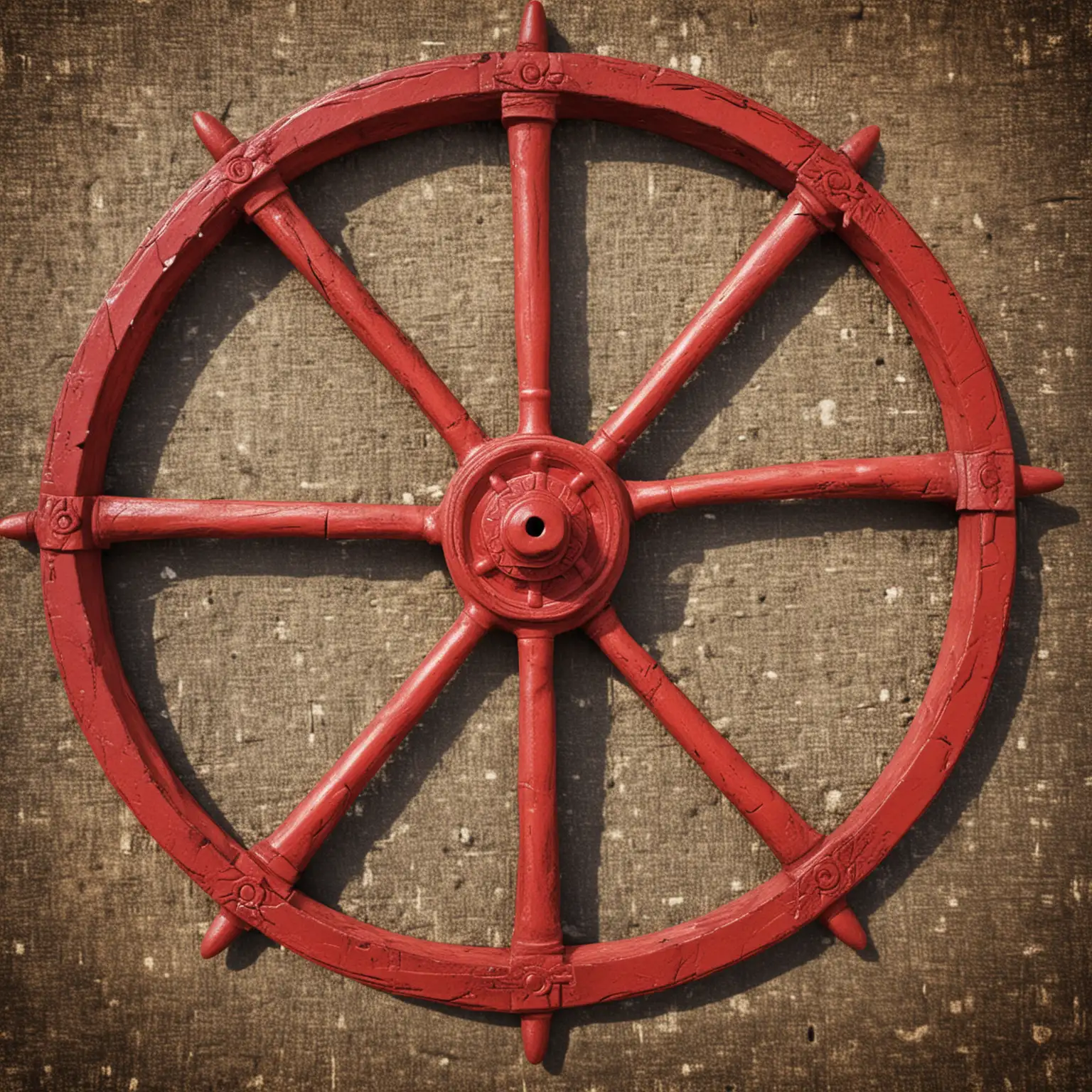 Vintage Red Wagon Wheel Symbolizing the Passage of Time