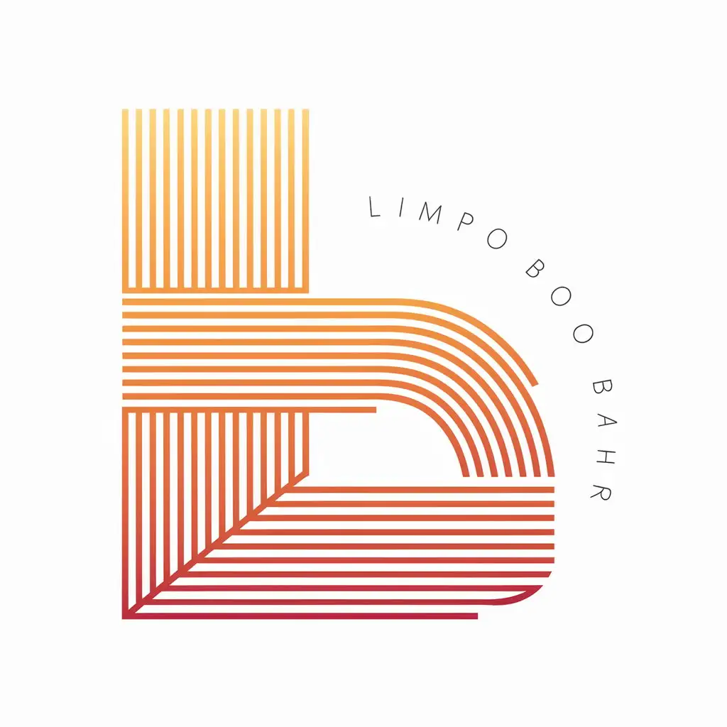 minimalistic illustration, A contemporary logo design with a large 'L' as the focal point. The 'L' is composed of multiple lines running parallel, creating a sense of movement and depth.  The design uses orange, red and grey colours. subtitle 'Limpopo Book Fair' is written in a modern, sans-serif font arcing beneath the 'L'. white background
