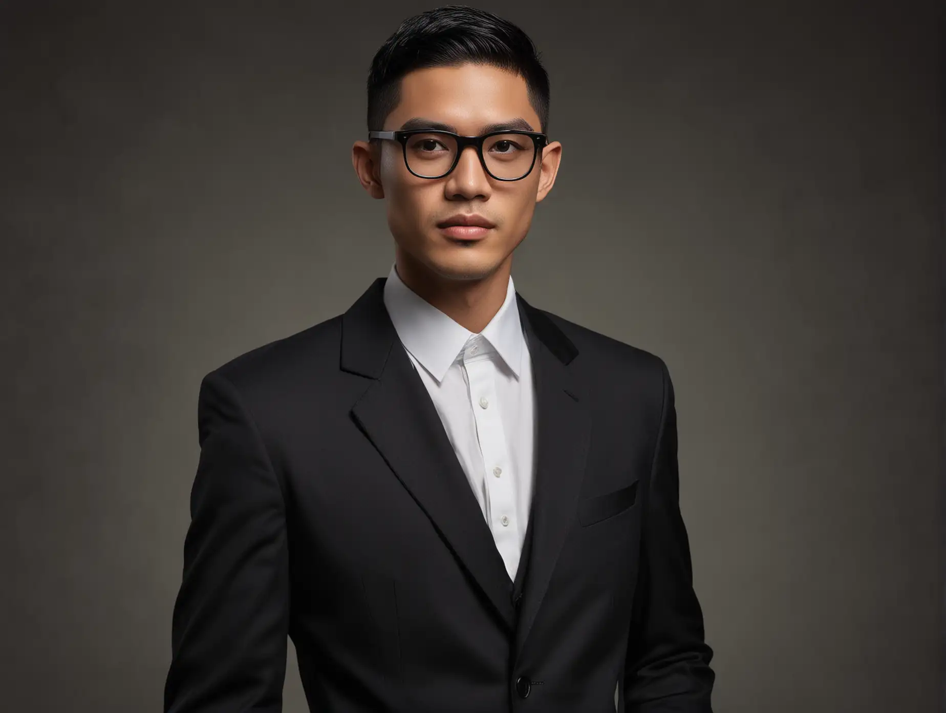 Confident-Southeast-Asian-Man-in-Formal-Attire-Studio-Portrait-with-Classic-Elegance
