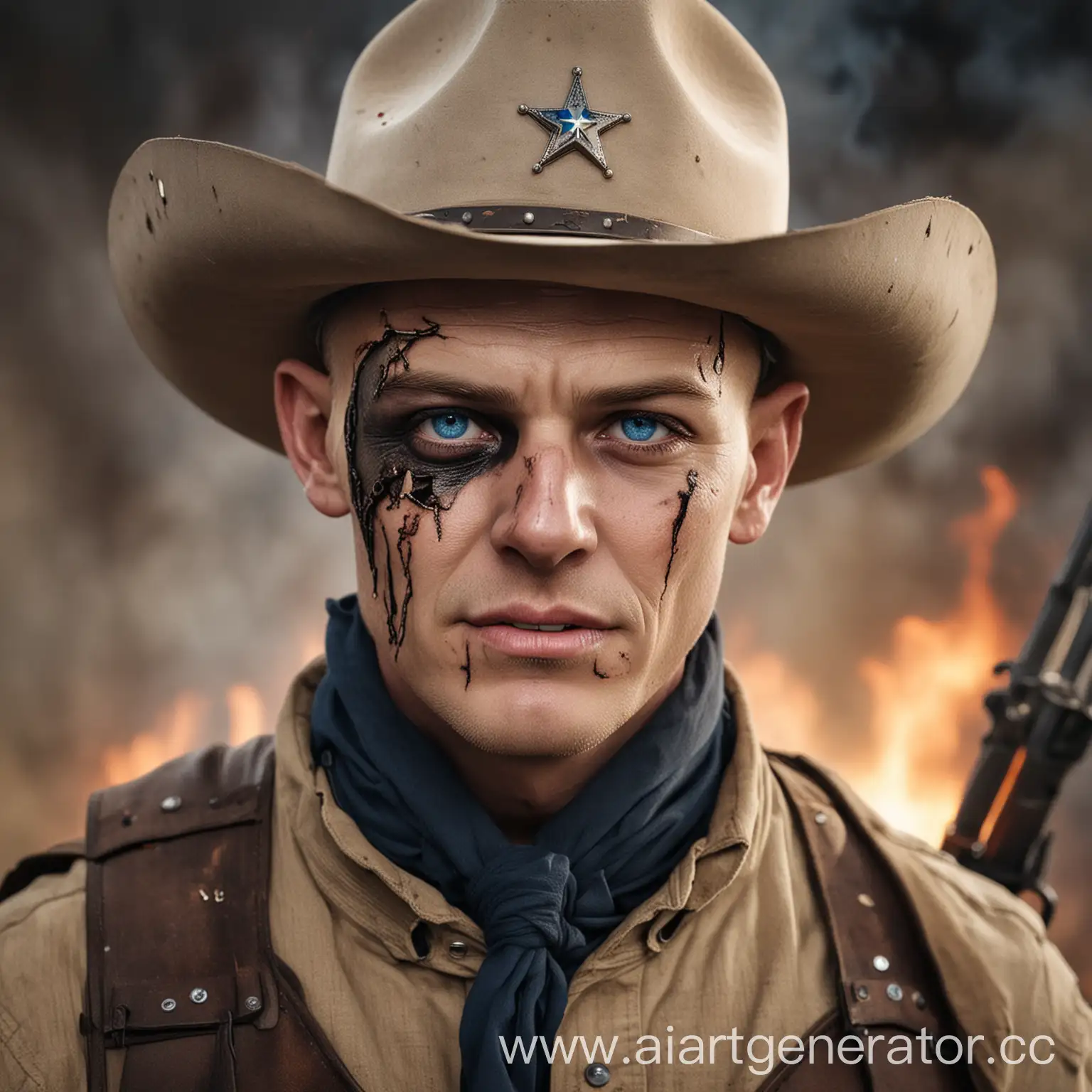 Bald-Cowboy-with-Eye-Patch-and-Rifle-Sheriff-Star-on-Chest