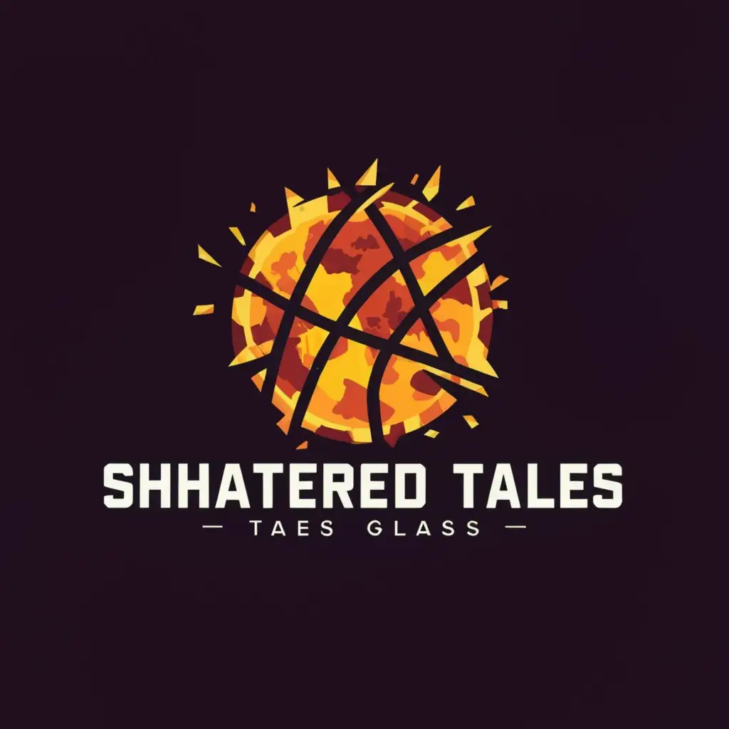 a logo design,with the text "shattered tales glass", main symbol:flames, shattered glass, the globe,complex,be used in Entertainment industry,clear background