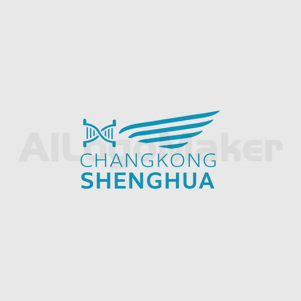 a logo design,with the text "Changkong Shenghua", main symbol:wingtip gradually becoming DNA,Minimalistic,be used in biotechnology industry,clear background