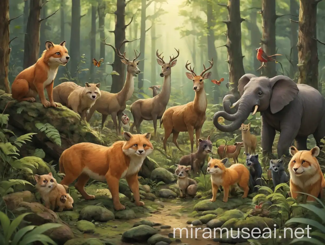 There are many animals in the forest