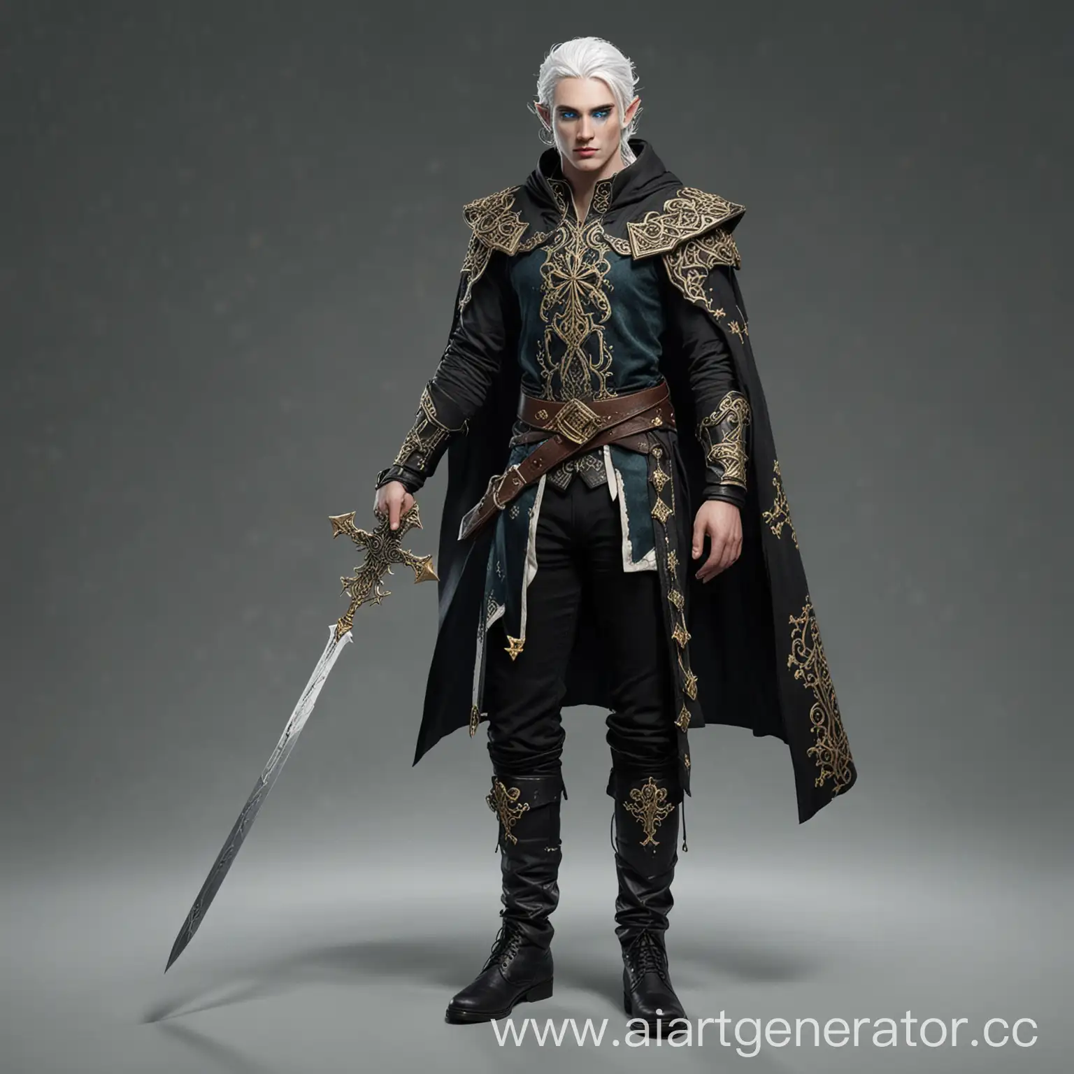 High-Elf-Warrior-with-Glowing-Crossed-Swords-and-Ornate-Cloak