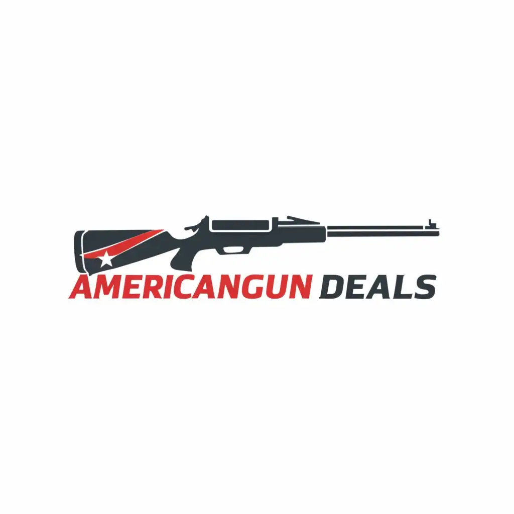 a logo design,with the text "americangundeals", main symbol:rifle,Moderate,be used in Others industry,clear background
