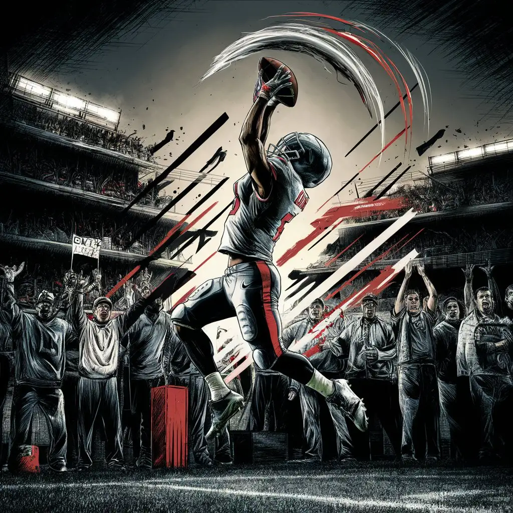 A dynamic sports action shot, rendered in a high-contrast, graphic novel style.