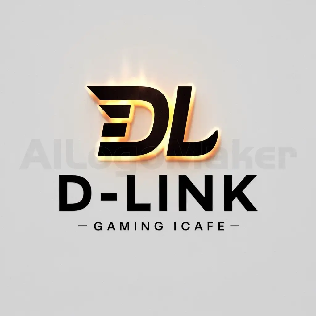 a logo design,with the text "D-Link Gaming Icafe", main symbol:DL,Moderate,be used in gaming industry,clear background