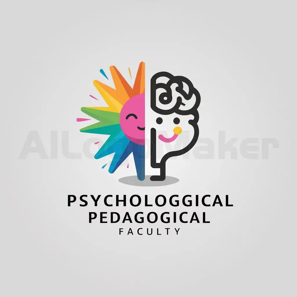 a logo design,with the text "Psychological pedagogical faculty", main symbol:child, brain, creativity, bright, colors,Moderate,be used in Education industry,clear background