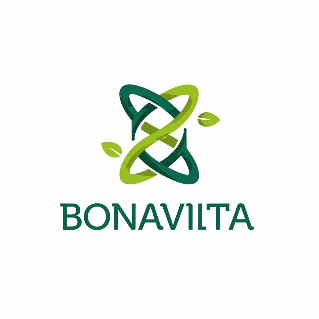 LOGO-Design-For-BONAVITA-Minimalistic-RNA-and-Green-Leaves-Symbol-for-Medical-Dental-Industry