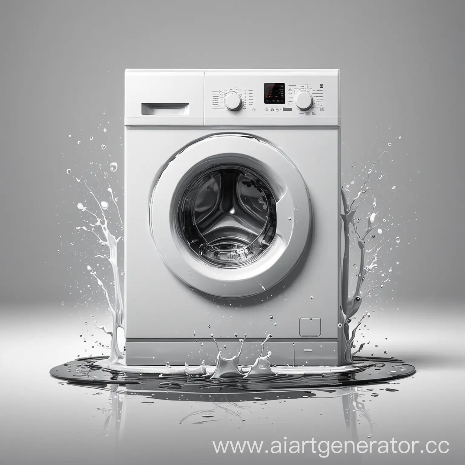 Vector-Illustration-of-Washing-Machine-on-White-Background-in-Puddle