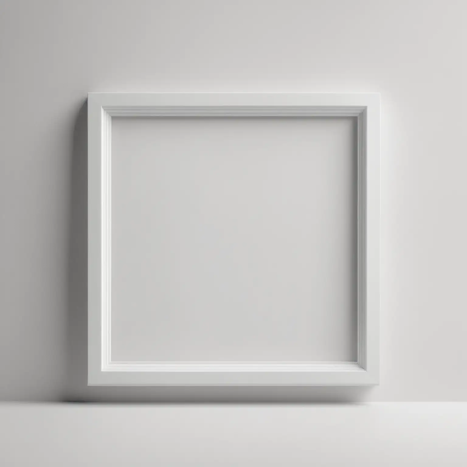 Photo of a flat photo frame, white color, square shape, with good lighting and 4k details. Captured in a high-resolution studio setting against a clean white backdrop, showcasing its artisanal craftsmanship. --ar 3:4 --v 6.0 --iw .5