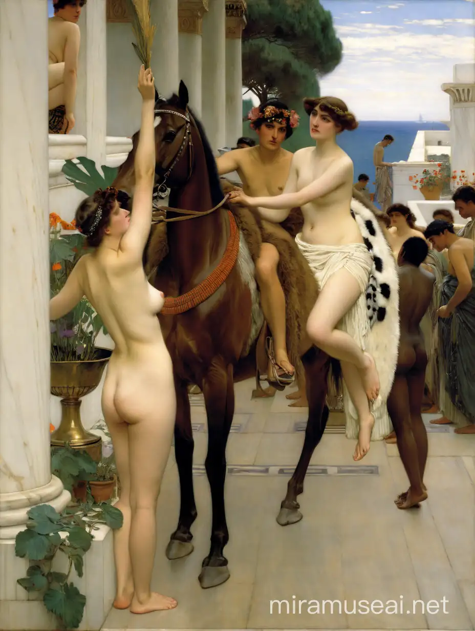 Nude Woman Riding Horse by AlmaTadema Lawrence