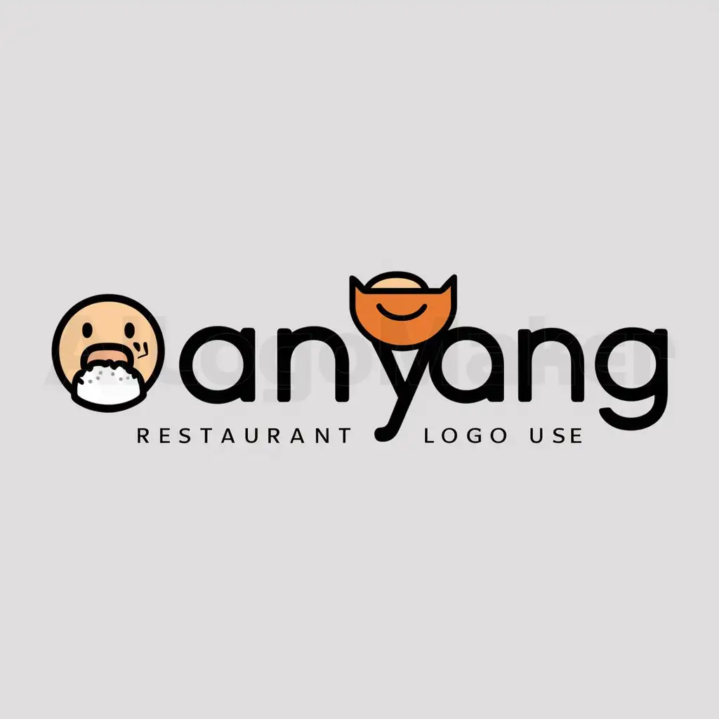 a logo design,with the text "Ganyang", main symbol:Emoticon eat Rice bowl,Minimalistic,be used in Restaurant industry,clear background