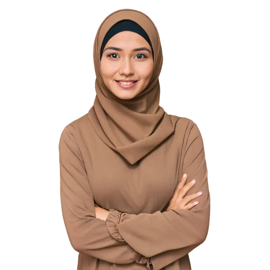 cewek indonesia (usia 25 tahun) cantik elegant mempesona, berhijab muslimah full body menghadap kamera depan