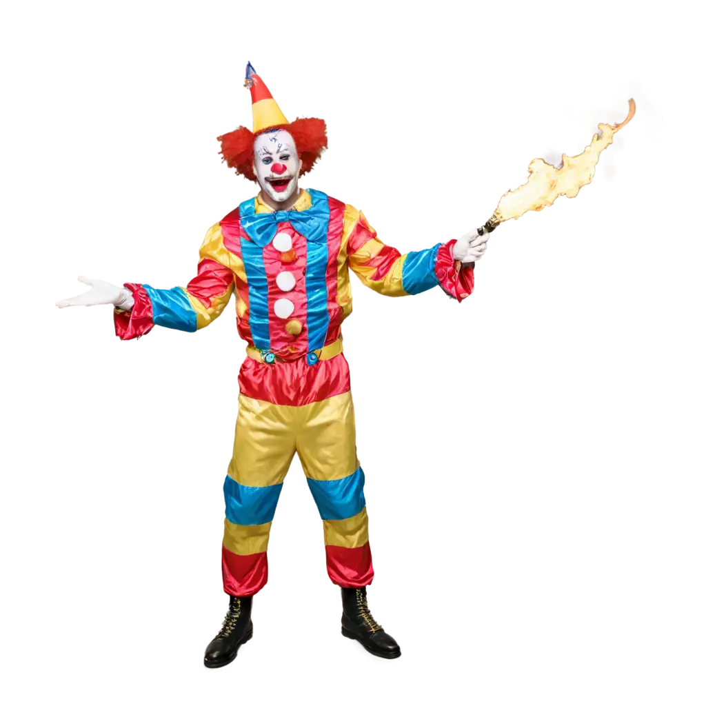 Clown, fire, funny, interesting