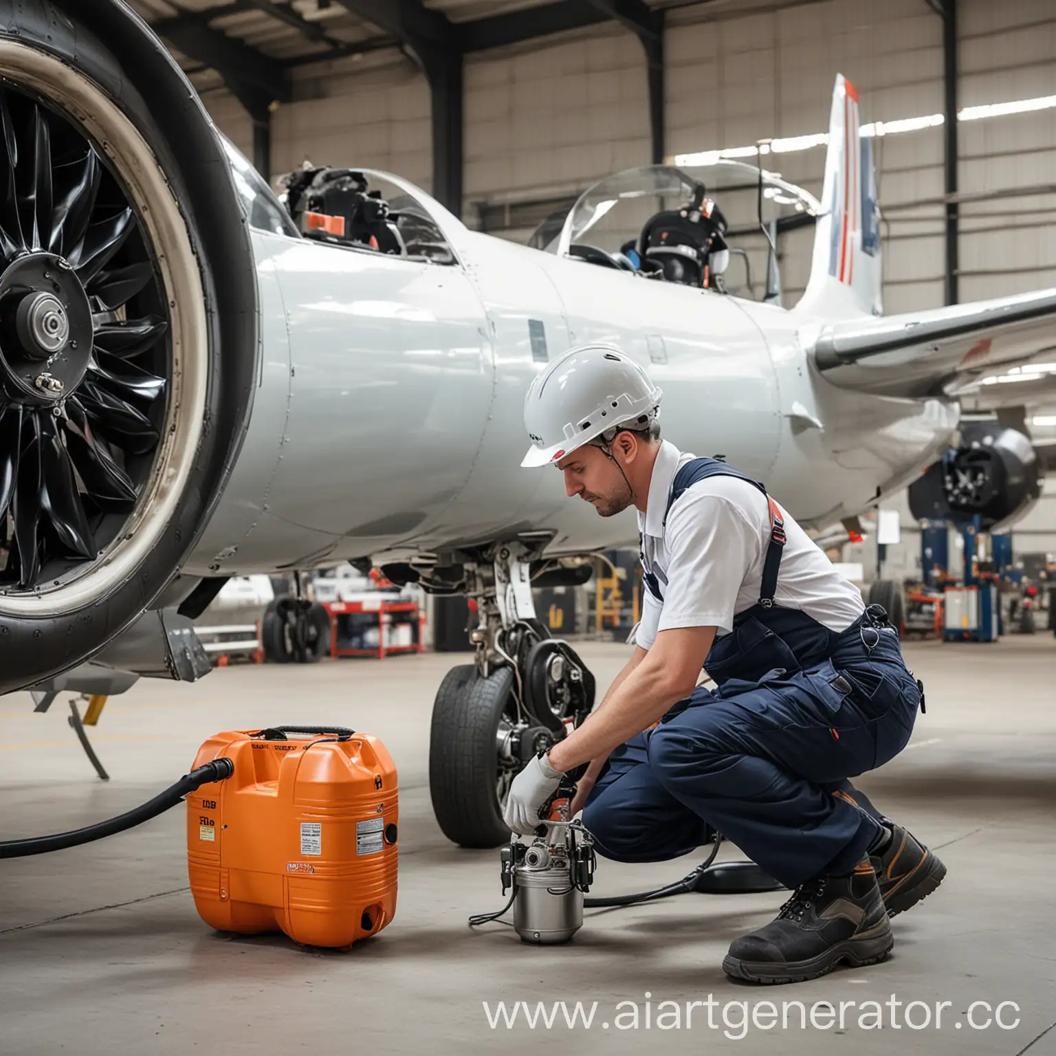 Worker-Inspecting-Aircraft-Hangar-Air-Compressor